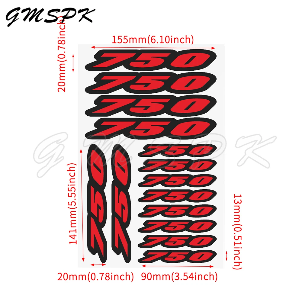 701-1000 Red Number Motorcycle Tail Side Fuel Tank Decals Emblem Universal Motorbike Decoration Fairing Body Windshield Stickers