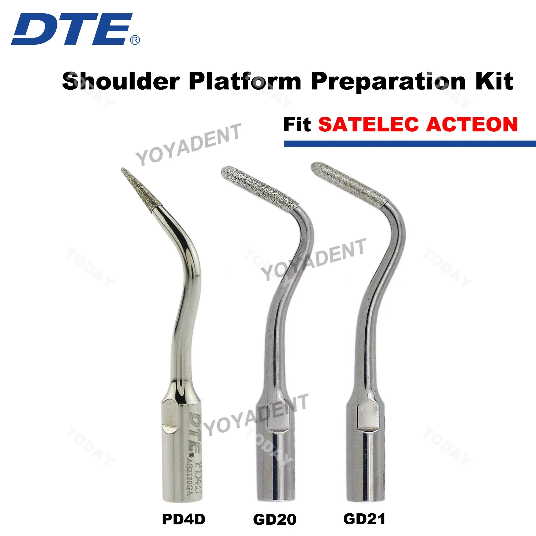 

Woodpecker DTE Dental Ultrasonic Scaler Tips Scaling Tips Shoulder Platform Preparation Kit PD4D GD20 GD21 Fit SATELEC ACTEON