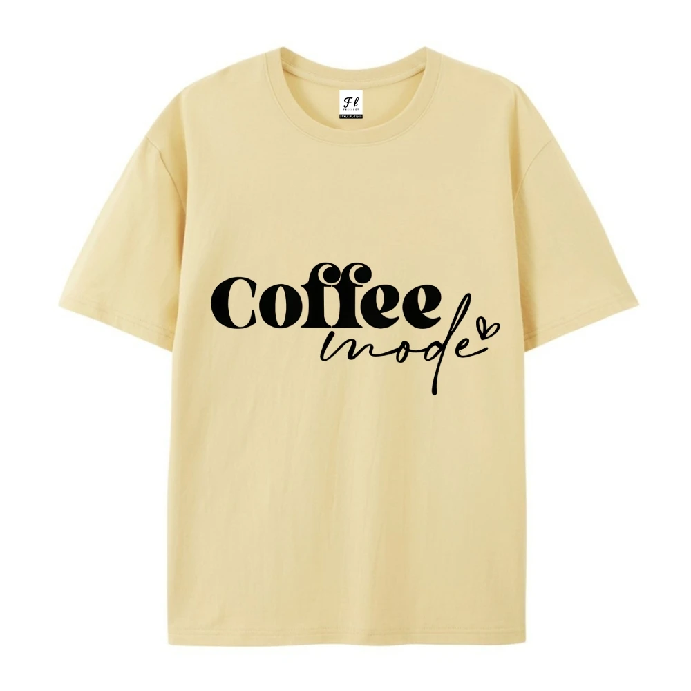 Koszulka damska z krótkim rękawem w nowym stylu kawowym na lato 2025, popularne T-shirty, topy unisex