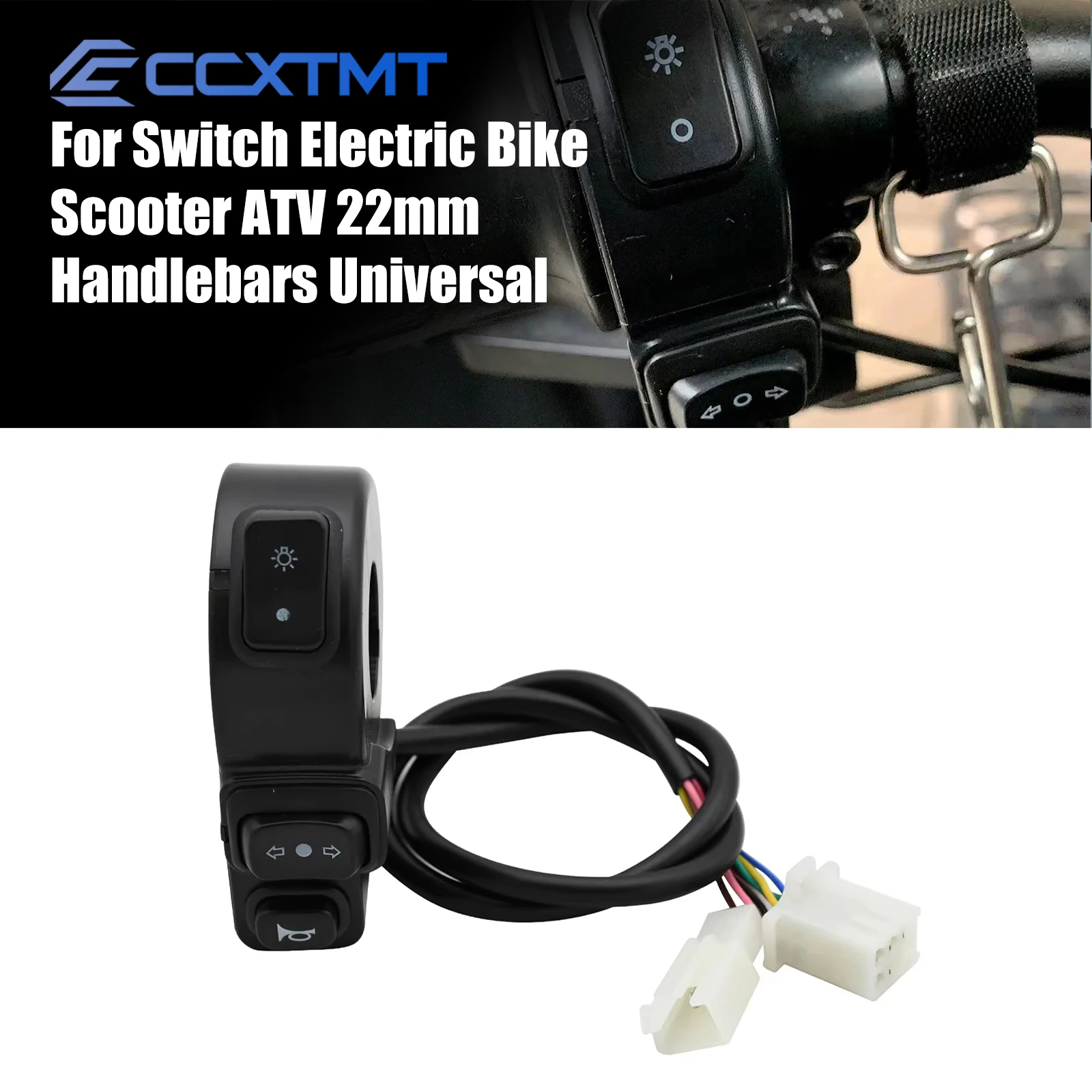 22mm Handlebar Switches Horn Button Turn Signal Light Headlights 3 In1 Controller Switch For Motorcycle Scooter Universal ATV