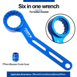 6 In 1 Bicycle Bottom Bracket Wrench 39/41/44/46/49mm 16/24 Notch MTB Road Bike Central Movement Installation Removal Bike Tool