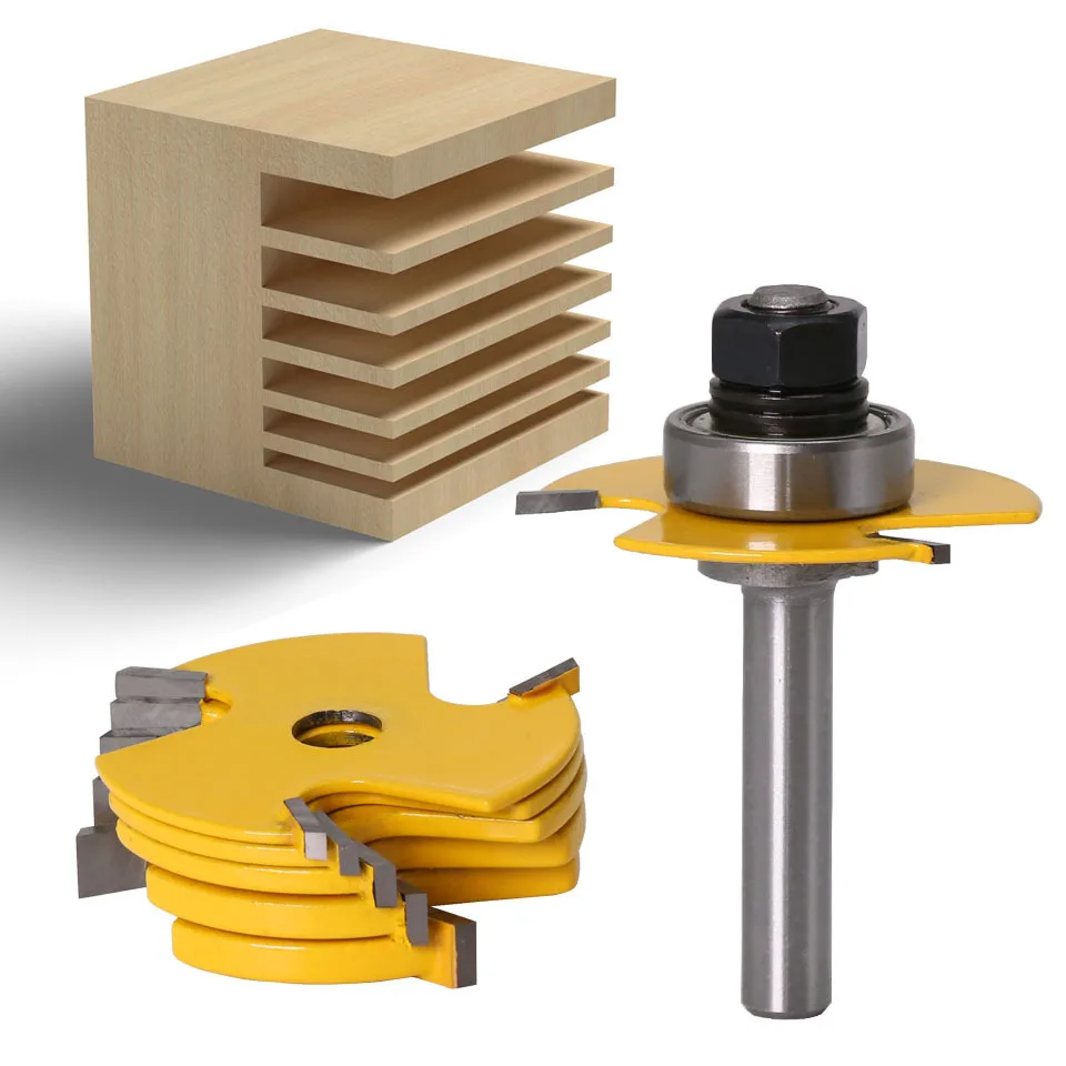 Adjustable Slotting Cutter  Replaceable Blade T-Router Bit  Multi-Function Woodworking Joinery Set