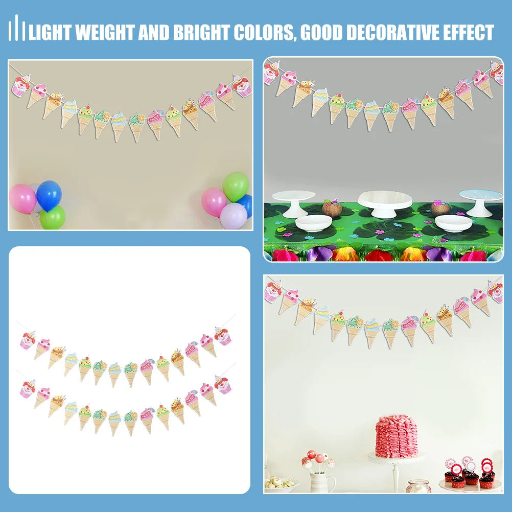 3 juegos de pancarta de helado para fiesta hawaiana, decoraciones colgantes para boda Tropical, celebración de aniversario en la playa, accesorios hawaianos
