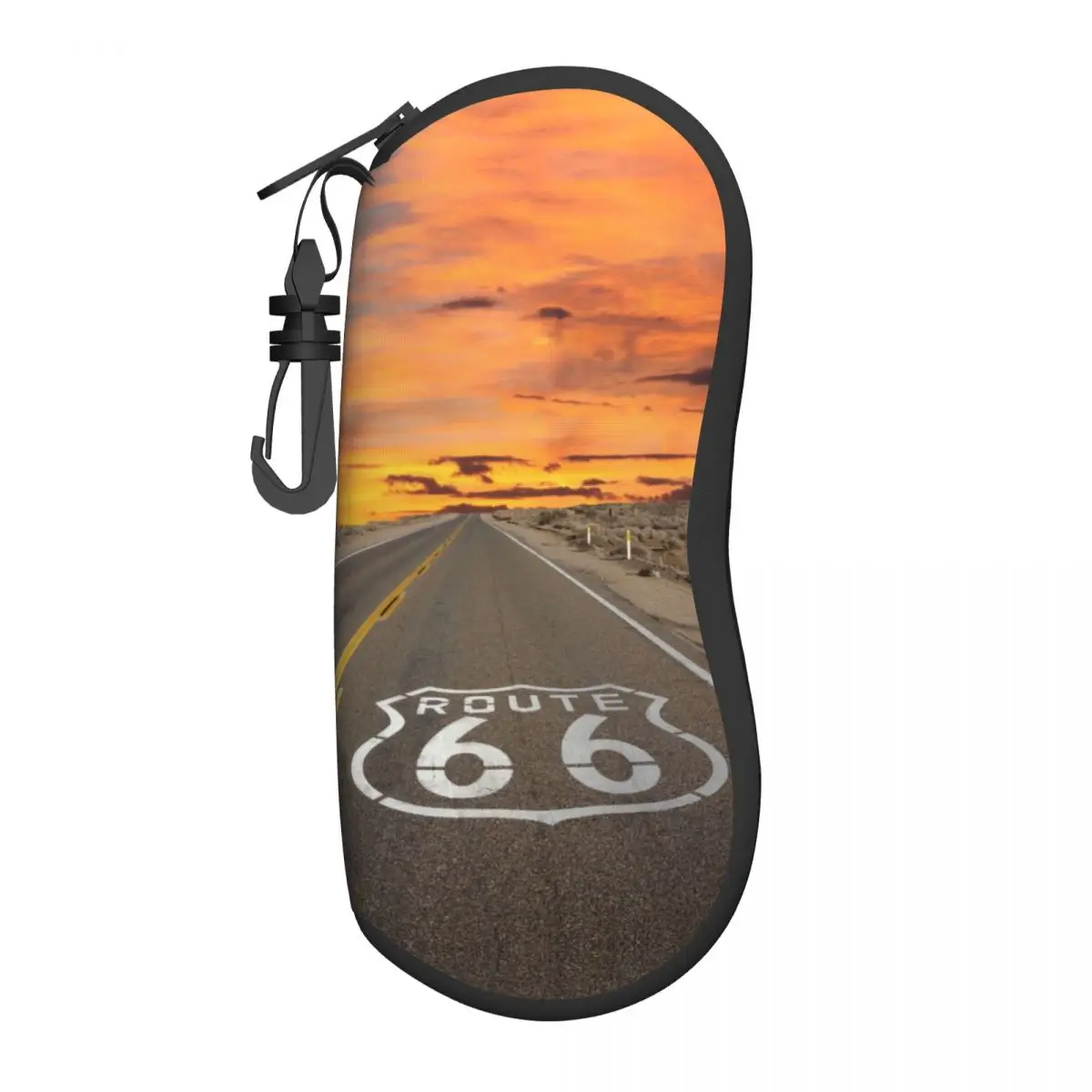 Custom America Highway Route 66 Glasses Case Cool Main Street of America Shell Eyeglasses Case Sunglasses Box