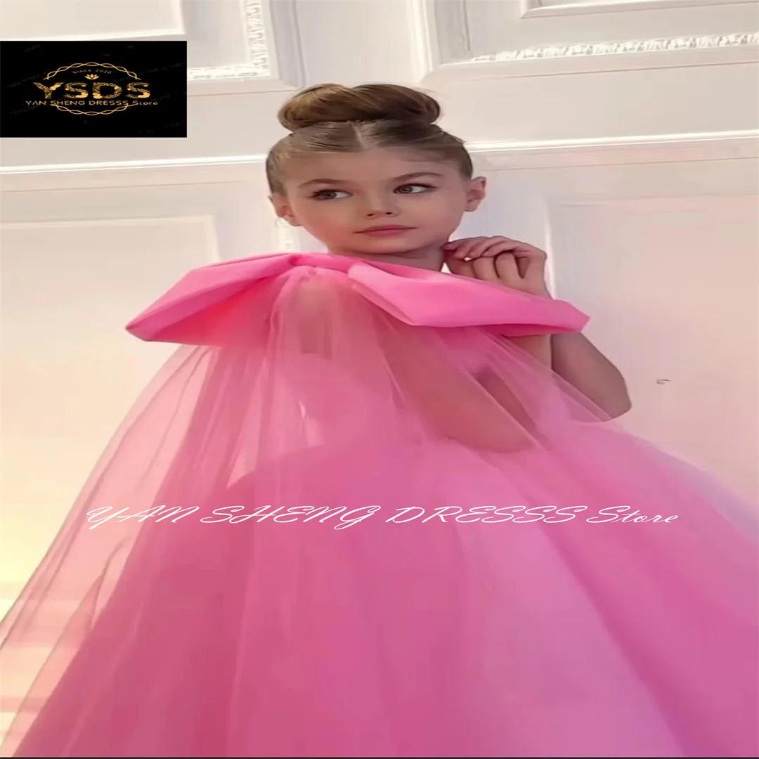 Flower Girl Dresses Elegant Puffy Lavender One Shoulder For Wedding Party Princess Ball Gown Big Bow First Communion Formal Wea