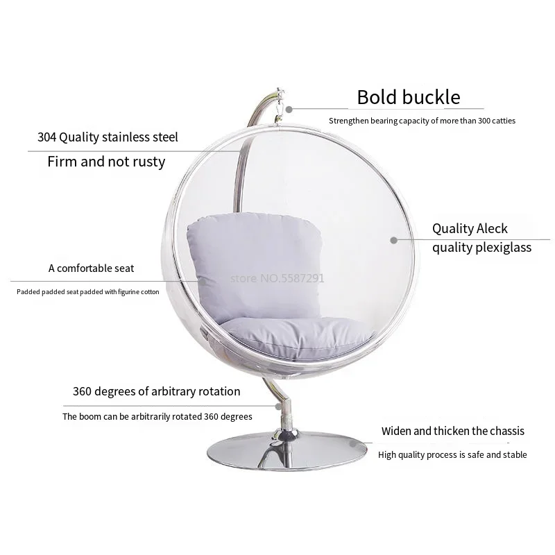 Egg-Shaped Floor Stand Type Globe Type Hanging swing single Chain Type acrylic Bubble Chair living room  sofas  lounge chair