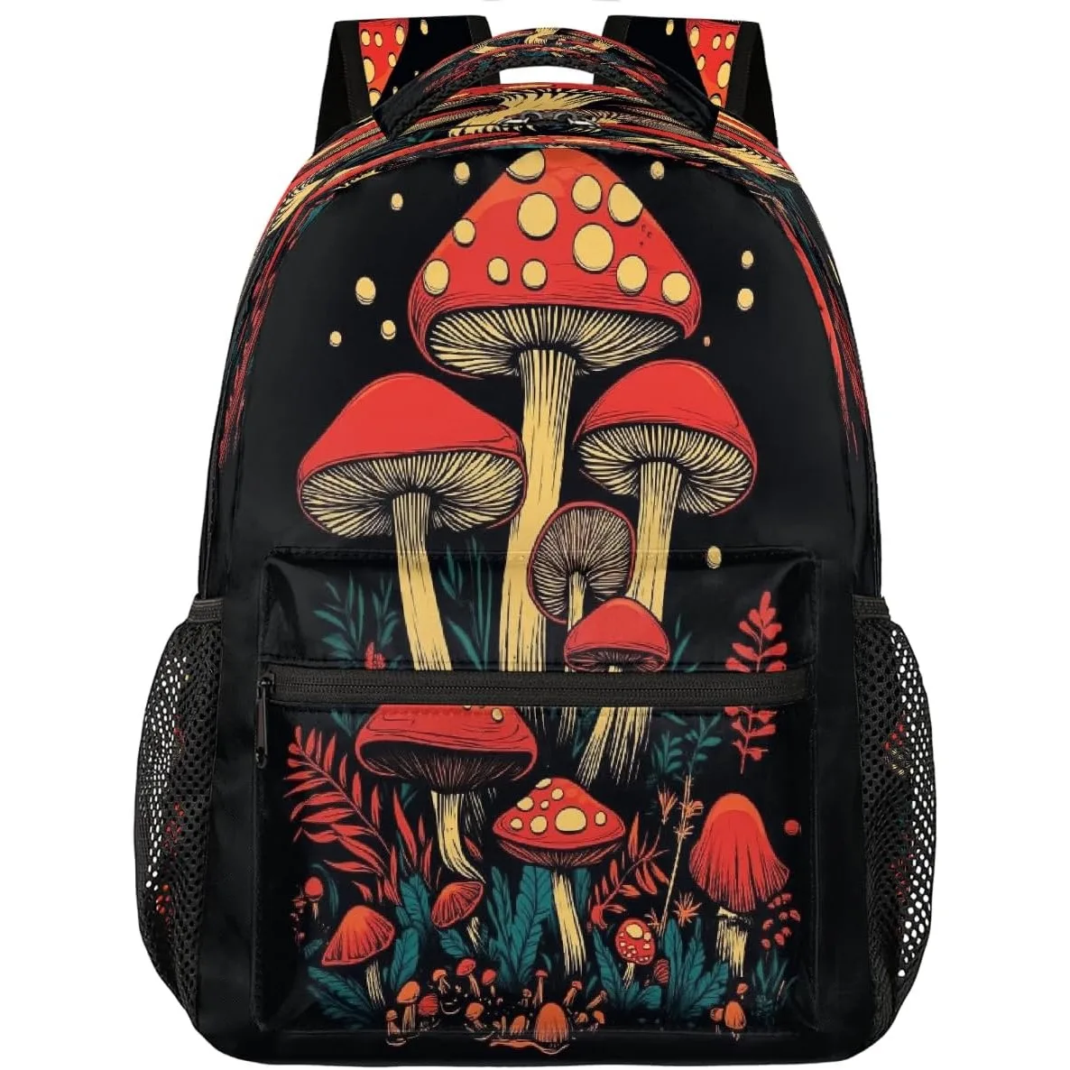 

Vintage Mushrooms Forest Plants Backpack Laptop Backpacks Casual College Travel Bag Hiking Daypack for Women Men