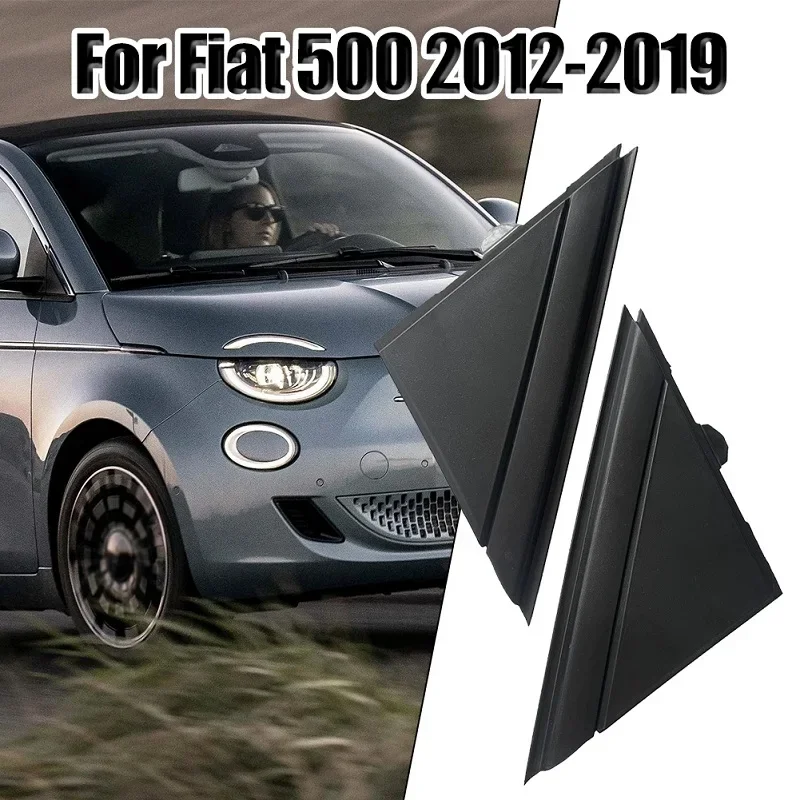 Matte Black LH&RH Door Mirror Flag Cover Moldings For Fiat 500 12-19 1SJ85KX7AA Rear Mirror Triangle Trim Plate