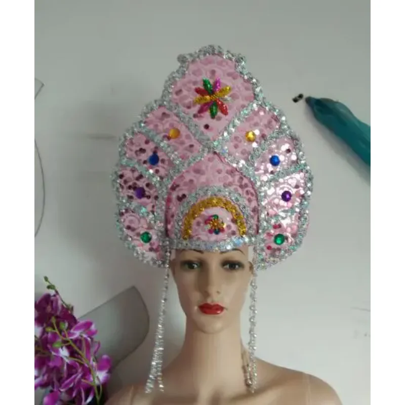 Sombrero de baile Samba para mujer, gorros de lentejuelas para actuaciones en escenario, gorra brillante con diamantes de imitación