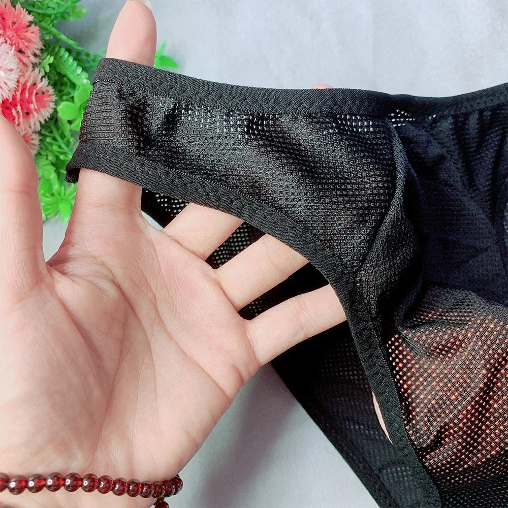 Transparent Mesh Briefs Gay Sissy See Through Erotic Lingerie Soft Comfortable Printed Panties Gay Man Bulge Pouch Underpants