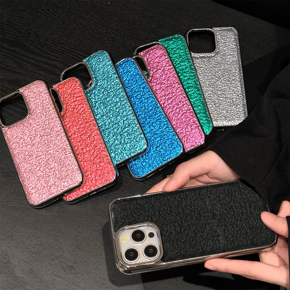 Solid Color Mobile Phone Case, Soft Skin, Anti-fall Woven Skin, Broken Flash, iPhone 15, 14, 13, 12 Pro Max