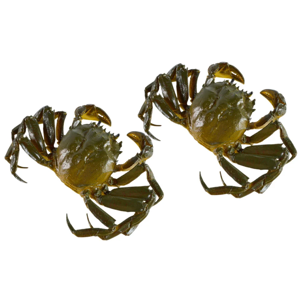 2 Pcs Household Simulated Hairy Crab Film and Television Sea Animal Toys Crackers Pvc Learning Simulation