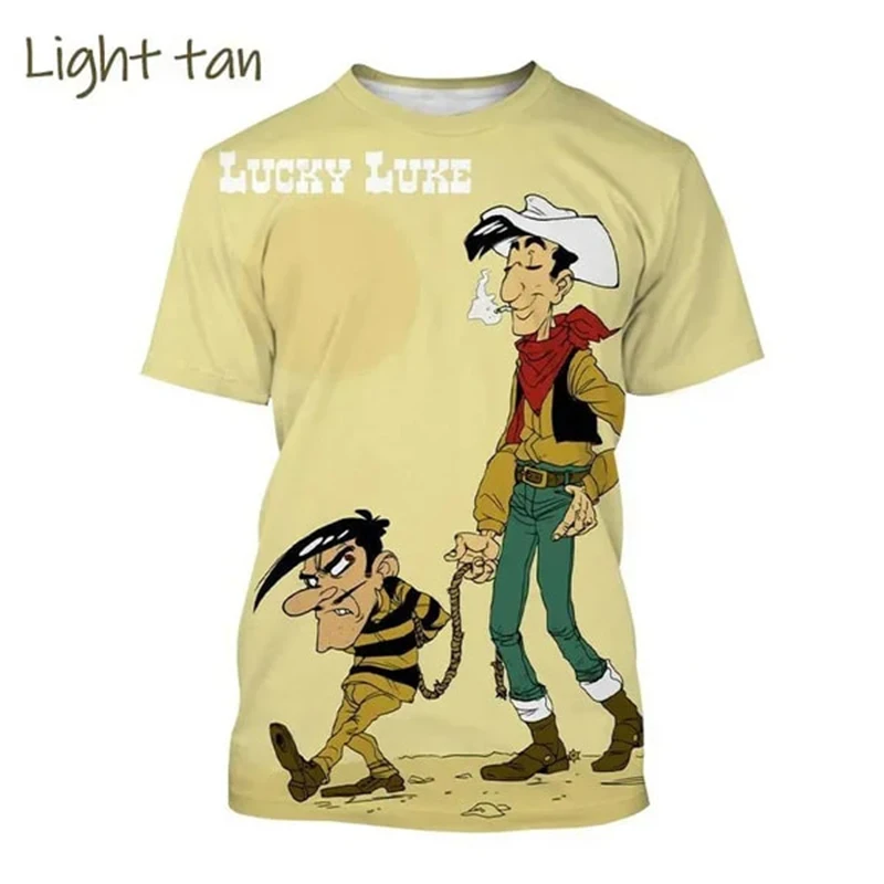 New Funny Cartoon Animation Lucky Luke 3D Print T-Shirt Men Women Short Sleeve T Shirts Oversized Harajuku Tees Top Kid Clothing