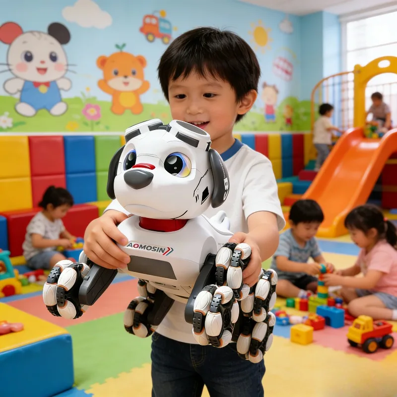 หุ่นยนต์สุนัขอัจฉริยะควบคุมระยะไกล 8 ล้อ ของเล่นสัตว์เลี้ยงผาดโผน ของเล่นเด็ก หุ่นยนต์สุนัข มอบของขวัญให้เด็กๆ