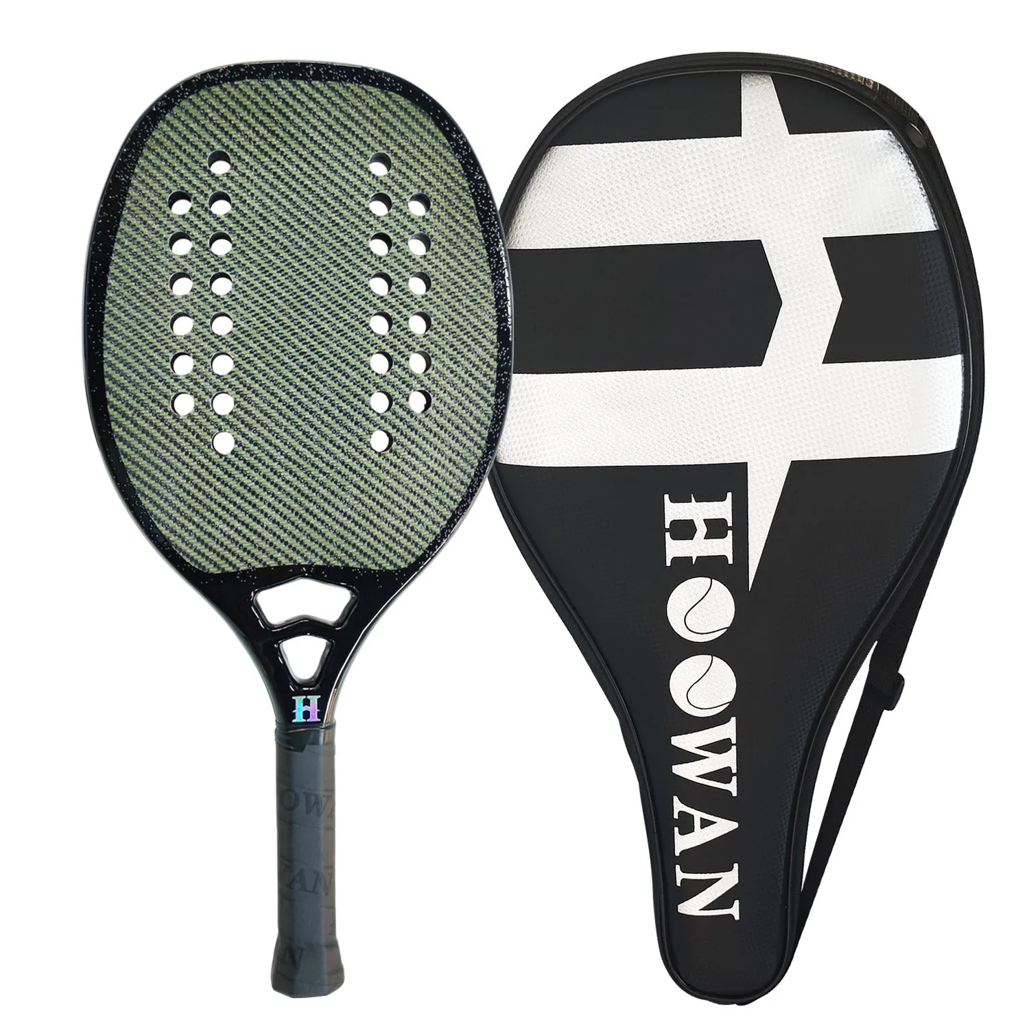 

HOOWAN Beach Tennis Racket Kevlar 3K Carbon Fiber Rough Face Professional Racket Beach Tennis with Bag