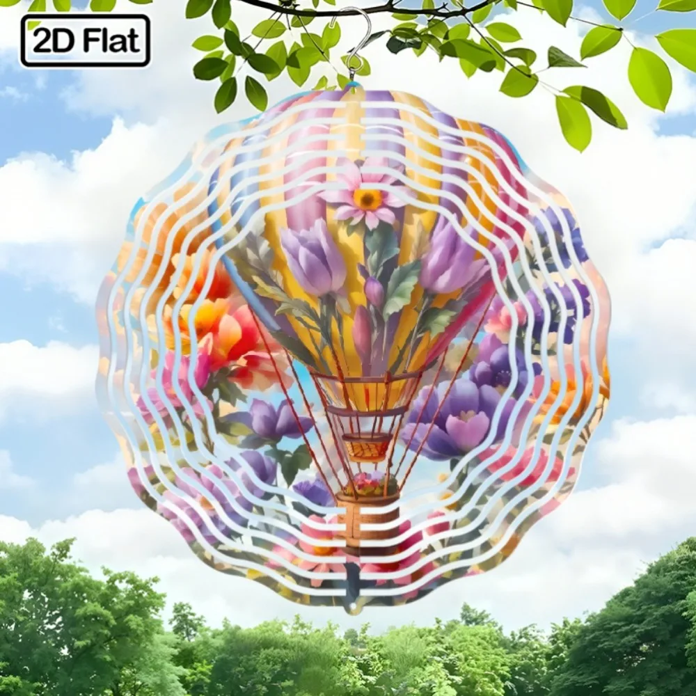 

Spinning Metal Wind Chime Outdoor Garden Decor Bohemian 360 Rotating Hot Air Balloon Ornament Unique Easter Valentine Gift