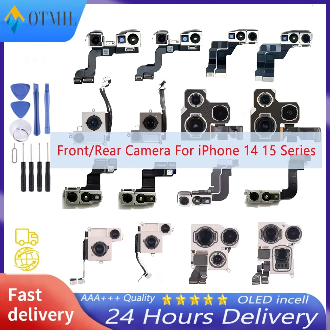 Rear Camera For iPhone 15 14 Plus Pro MAX Front Camera Flex Cable Back Camera Main Lens Module Mobile Phone Replacement Parts