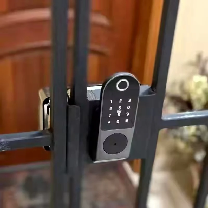 Iron Gate Doppelseitiges Fingerabdruck-Smart-Lock Elektronisches schlüsselloses Riegel-Smart-Lock