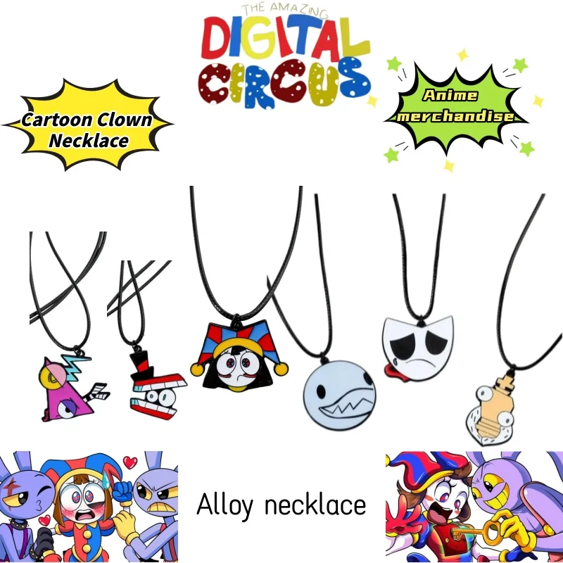 Collier en métal alliage personnalisé, créatif, motif clown, inspiré de la dessin animée Magic Number Circus, produit dérivé de jeux européens et américains