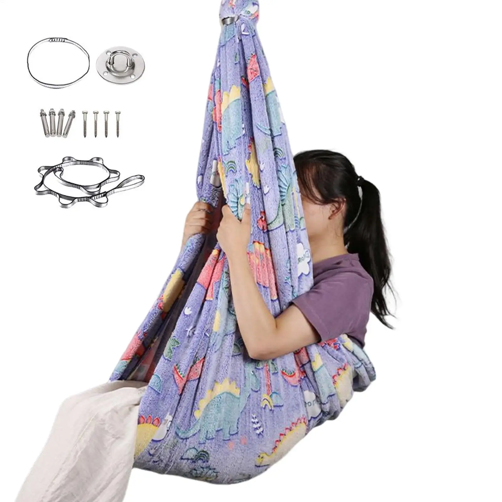 

Sensory Swing Glowing Swivel Flannel Children Sensory Pod Swing Seat For Calming Relaxation Interaction Doorway Outdoor Bedroom