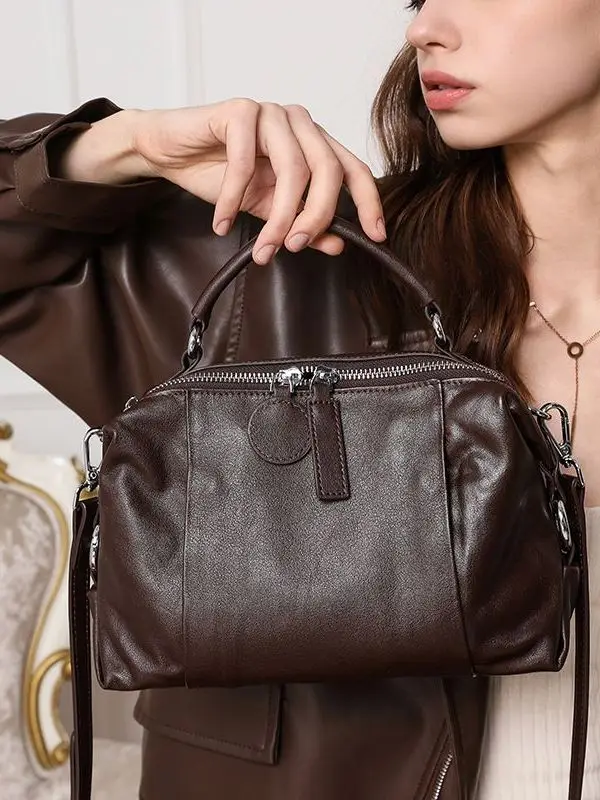 

Кожаная сумка в уличном стиле, ретро, для повседневного использования, женская сумка, повседневная универсальная сумка через плечо, мягкий плечевой ремень, застежка-молния