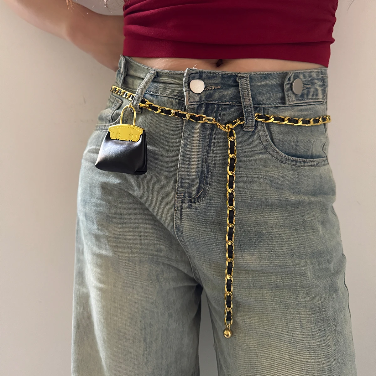 جلد الغزال سلسلة الخصر حقيبة حزام الكتف المرأة حقيبة بحزام الخصر المحفظة موضة الخصر حقيبة انفصال اللعب حزام الخصر #2