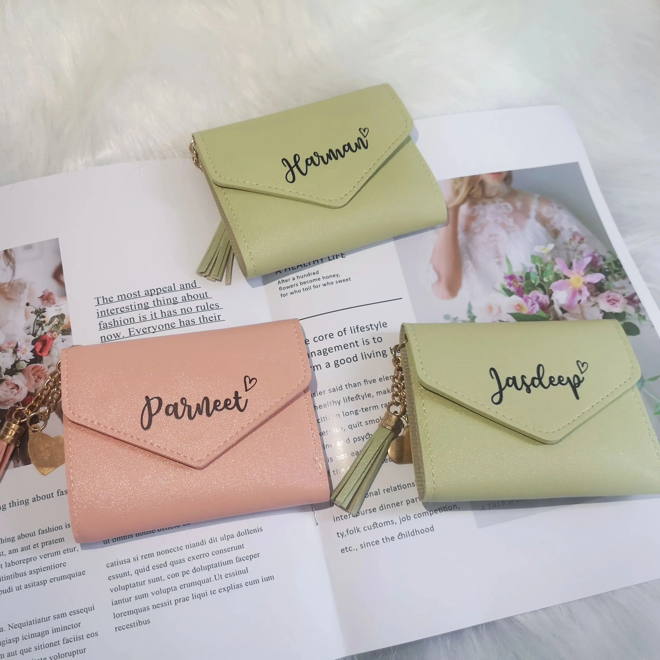 Personalized Women Leather Wallet Card Bag Bridesmaid Bridal Party Engraving Minimalist Wallet Wedding Gifts Bachelorette Favors