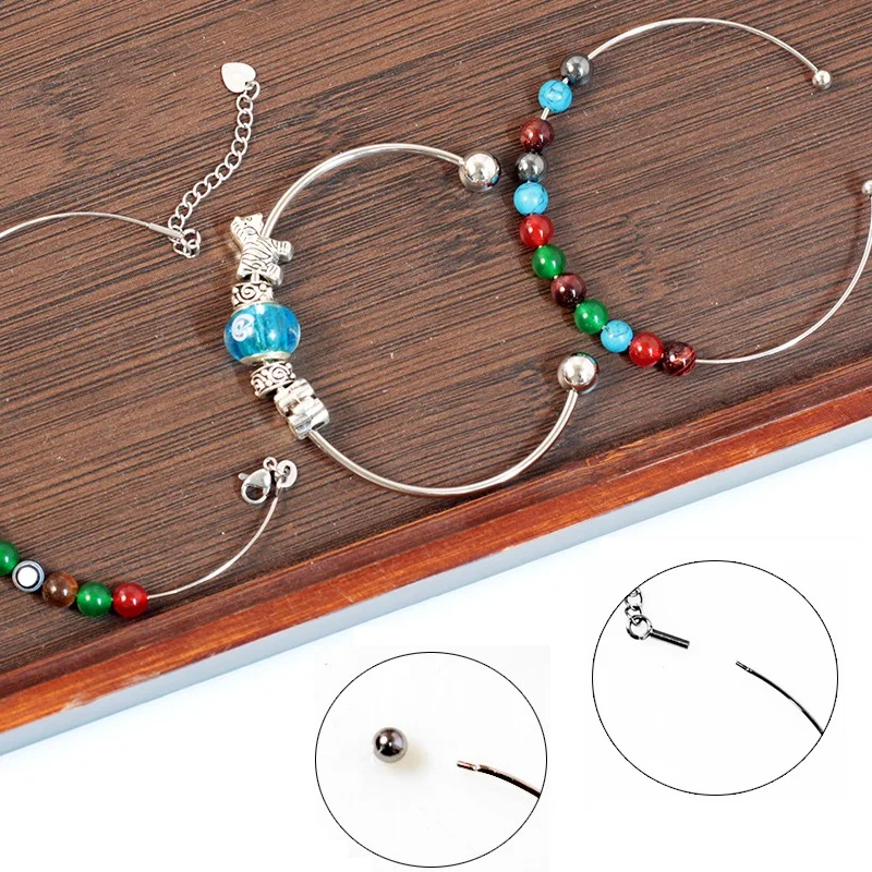 Handmade Wire Bracelet Accessories Titanium Steel Colored Beads Chain DIY Bracelet Adjustable Unscrew Wire Bangle