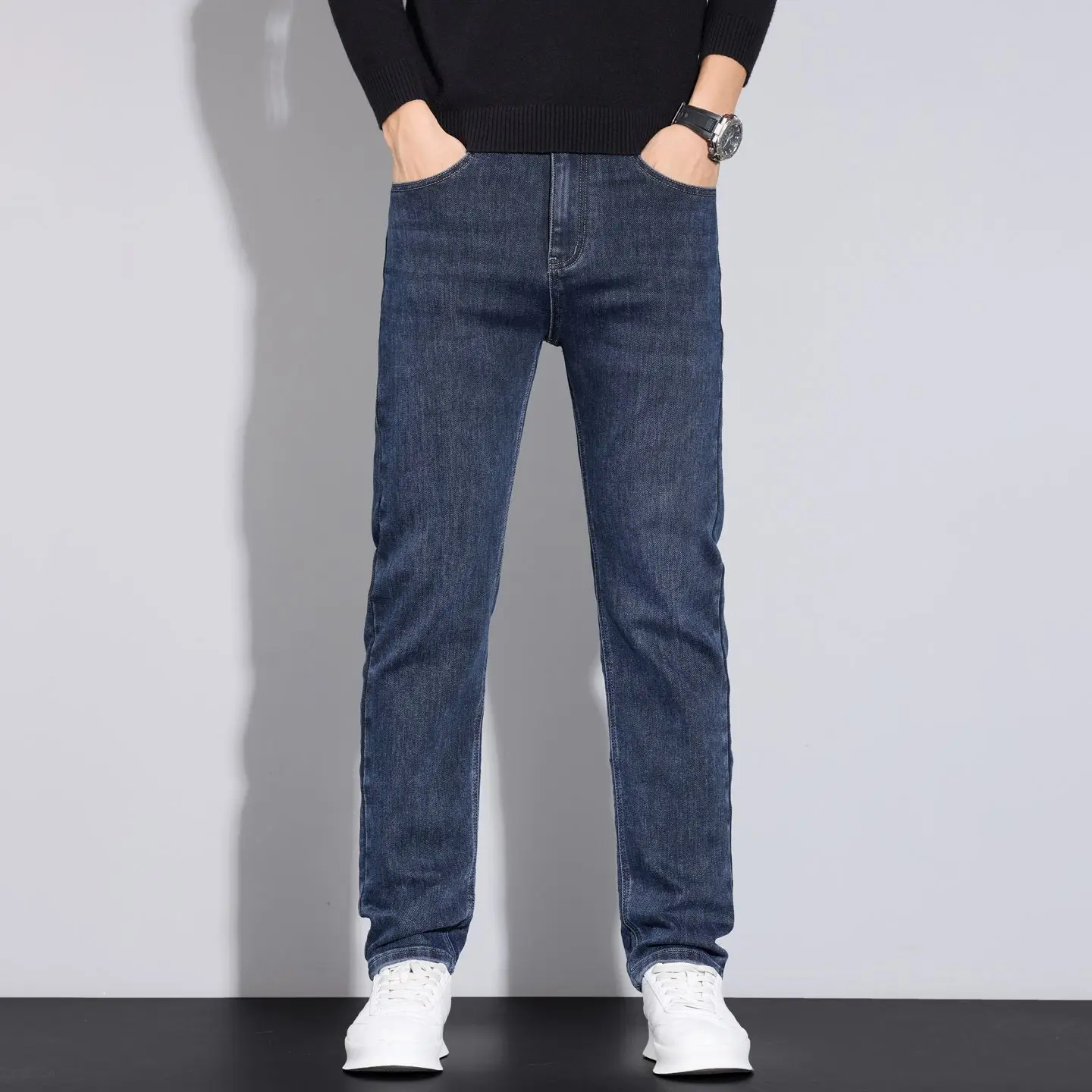 JEAN2026 Autumn/Winter New Men's Casual Pants, High-Quality Business Formal Sportswear Jeans, Straight-Leg Stretch Long Pants