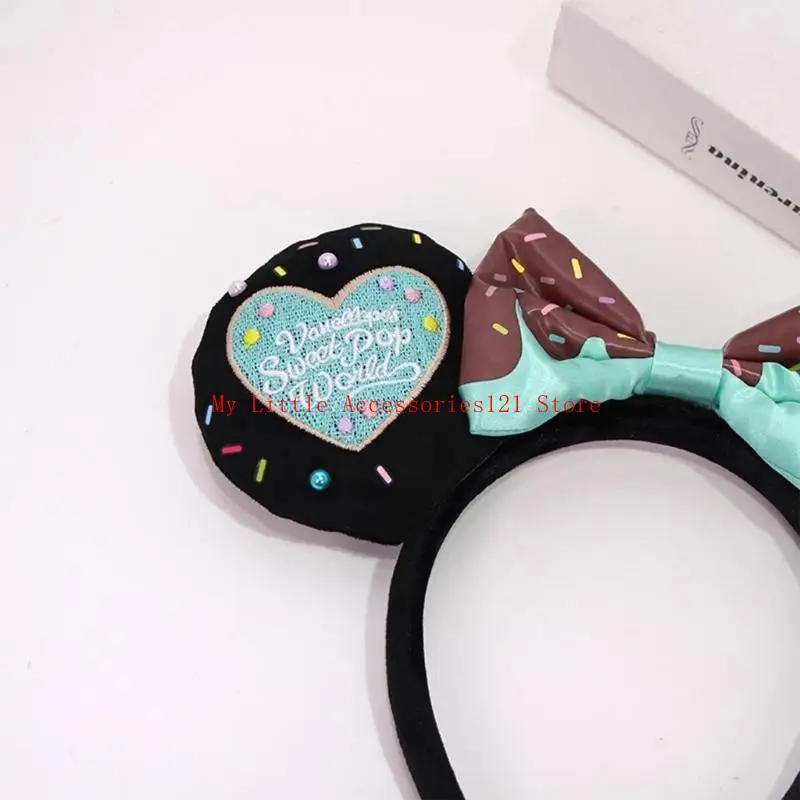 Teste per le orecchie del mouse elastico con ricami dettagliati per feste tema Accessori per costumi familiari