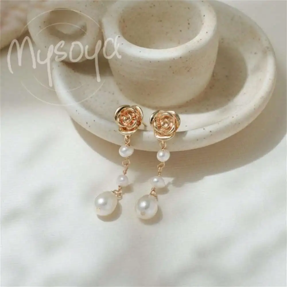 

MYSOYA серьги-капли с пресноводным жемчугом, элегантные серьги-розы, подарочная коробка, свадебные украшения для невесты, подружки невесты, подарок для подруги
