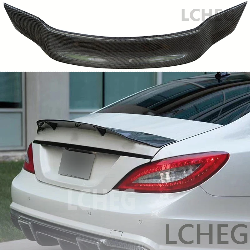 For Mercedes-Benz CLS 63 53 500 300 C218 W218 R Style Carbon Fiber Rear Spoiler Trunk Wing 2011-2019