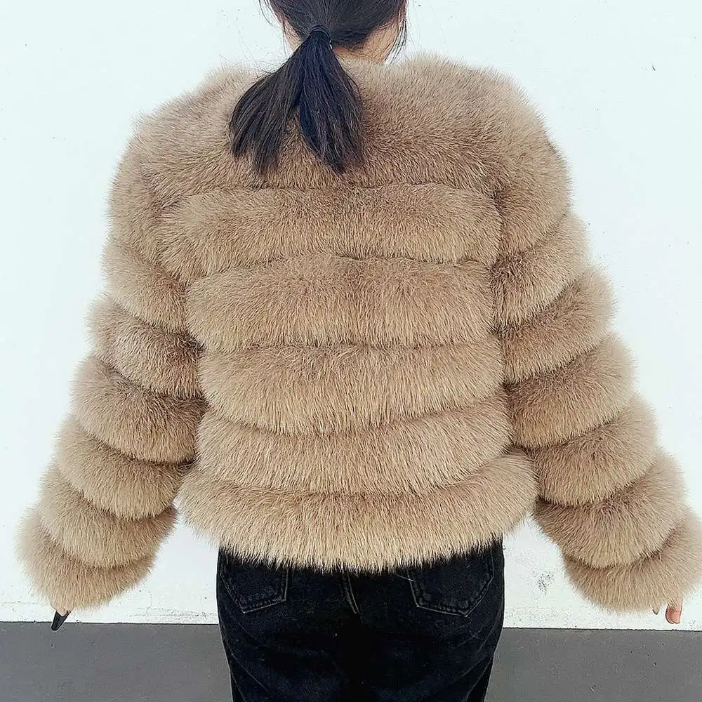 QIUNUOXI 2024 New Arrival Natural Fur Jackets Women's Fashion Fox Fur Short Coats Winter Overcoat Female Outerwear