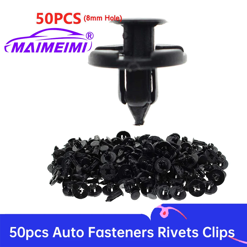 

50pcs 8mm Auto Fasteners Car Clips Plastic Clips Black Rivet Retainer for Mitsubishi Honda Nissan Livina TIIDA Sy Auto Parts