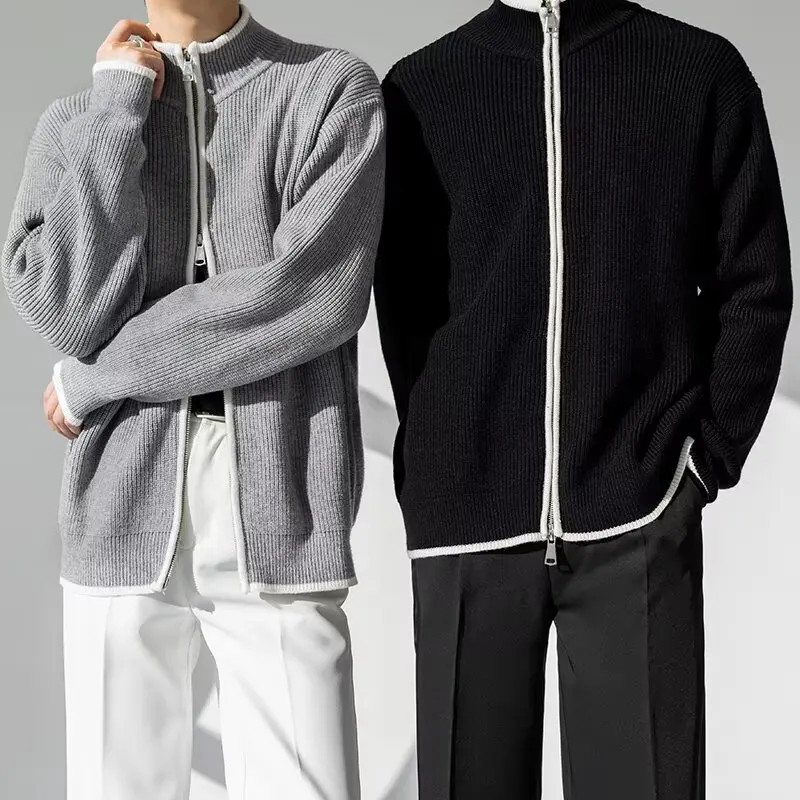 

Men's Knitted Cardigan Winter Sweater Thiened Loose Fit Faionable Lazy Sle Outerwear Zipper Closure Straight Cut Polyes...