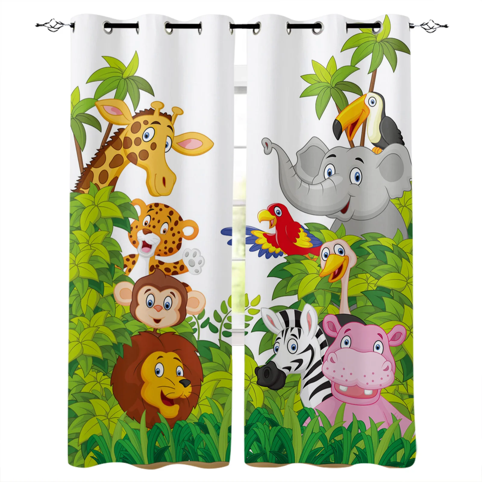 

Cartoon Animal Printed Dinosaur Blackout Curtains For Living Room Bedroom Children Boys Girls Animated Window Drapes Curtains