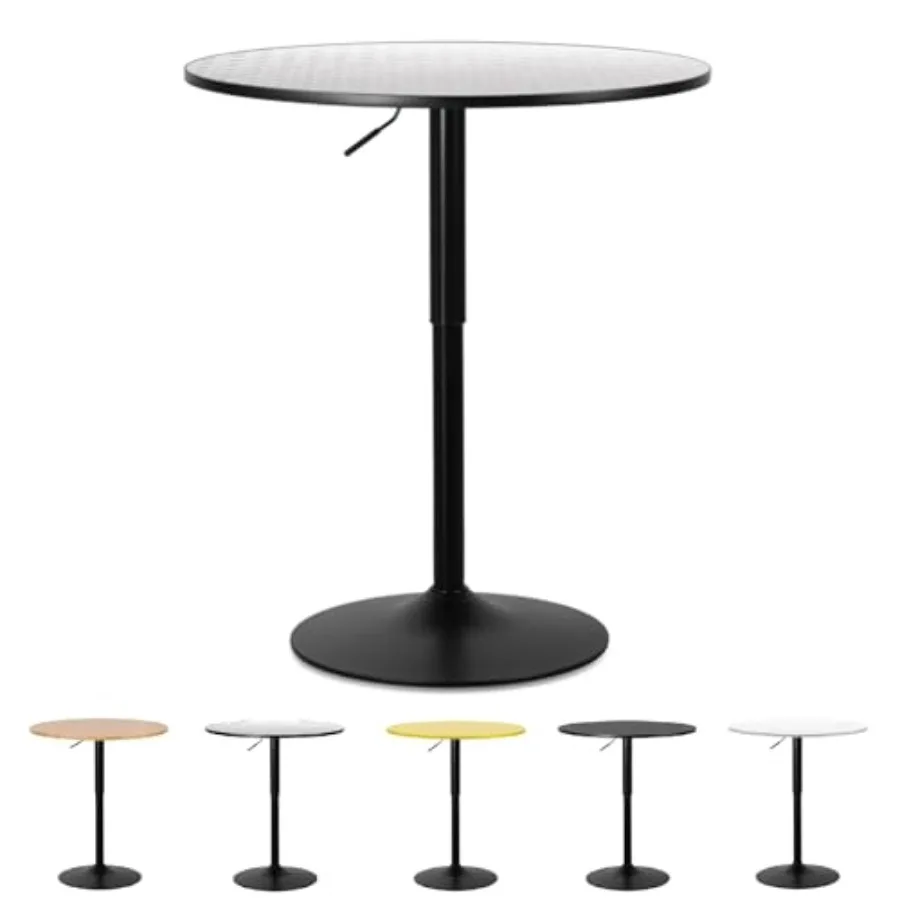 

Round Adjustable Height Bar Table with Silver Top and Sturdy Base Ideal for Home Kitchen Pub Restaurant Outdoor Use