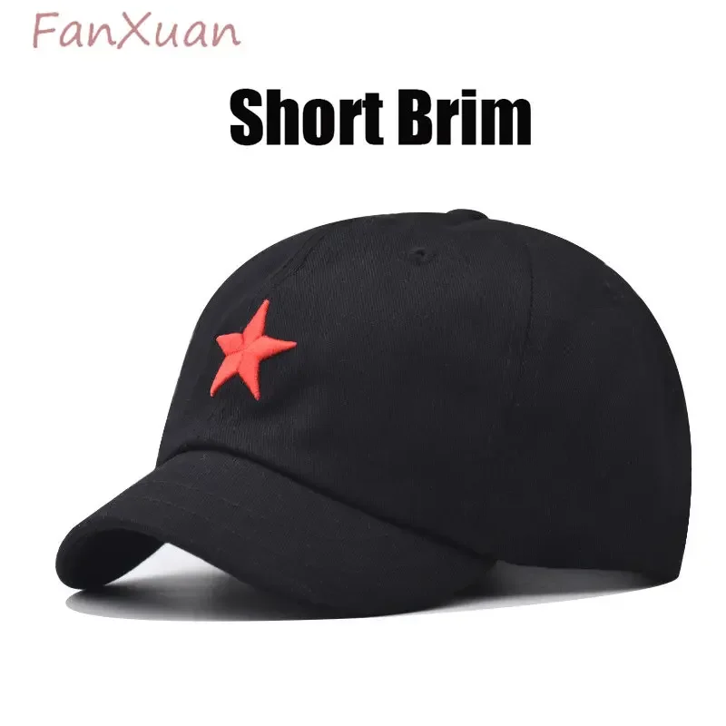 Short Brim Baseball Cap for Men Deisgner Red Star Embroidery Summer Caps for Men Women Sun Hat Cotton Casual Hats