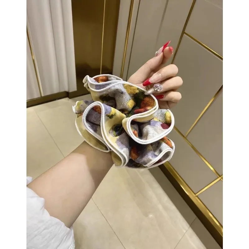 ربطة شعر على شكل لوحة زيتية مربعة الشكل للنساء، ربطة شعر على شكل ضفيرة لفصل الصيف، إكسسوار شعر أنيق ومريح