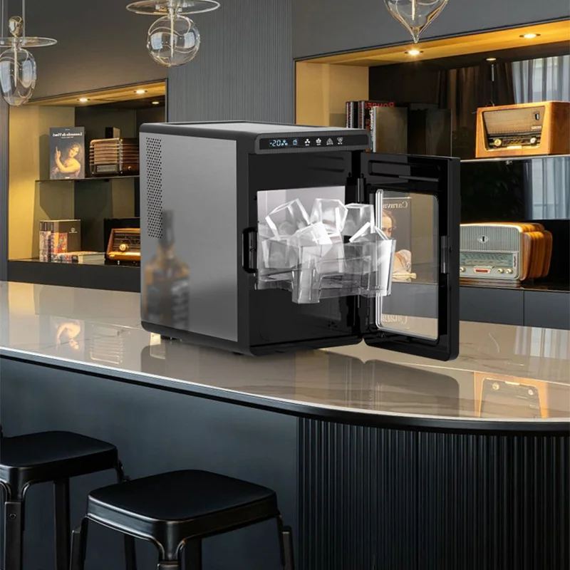 Home-Use Square Ice Maker with Automatic Cleaning, 10KG/DAY High-Efficiency Ice Production, 24-Hour Programmable Timer