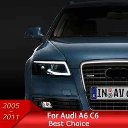 Car Headlights for Audi A6 2005-2011 A6L C6 S6 LED Auto Headlight Assembly Upgrade Dynamic Signal Lamp Tool Accessories