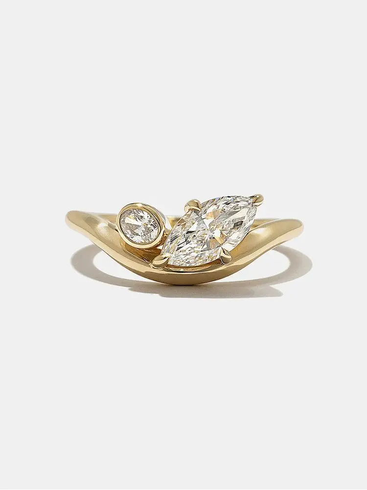 Women's 925 Sterling Silver V-Shape Marquise Zircon Ring