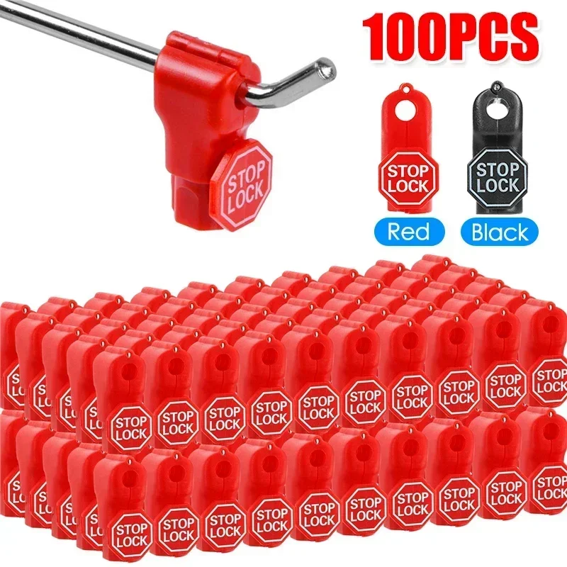 100PCS 6mm Plastic Red Stop Lock Anti-Theft Lock Retail Pin Hook Safety Display Hook Lock for Supermarket Store Shop Black