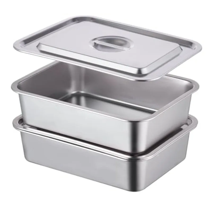 4-Piece 4 Inch Extra Deep Lasagna Baking Pan with Lid, 11x14 Inch 7.4QT Large Stainless Steel Nonstick Lasagna Baking Roasting