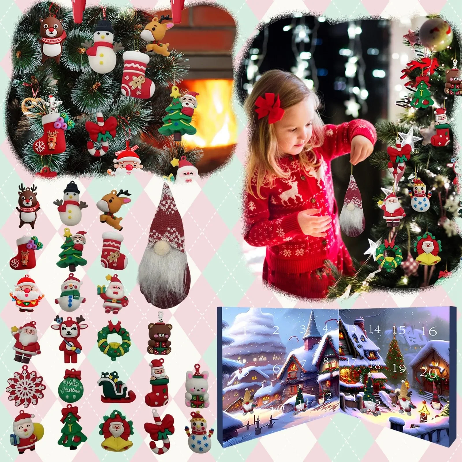 24pcs Christmas Day Gnome Countdown Advent Calendar  Diorama Figures Christmas Holiday Advent Calendar Gifts For children