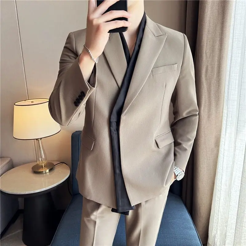 3-A124  Summer thin design two-piece suit drape suit men\'s British wide version loose jacket wasteland style