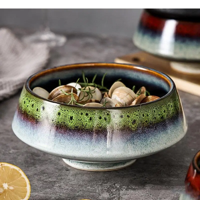 Vintage Ceramic Bowl Thick Soup Dessert Snack Bowls Salad Pasta Restaurant Specialty Tableware