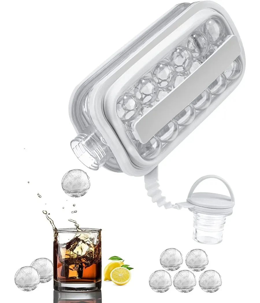 Eiswürfelschale, 2-in-1, tragbar, für die Herstellung von Wasserflaschen, 17-Gitter-Silikon-Eisform, zusammenklappbarer Eiswürfelbereiter, für Zuhause, Küche, Bar, Gadgets