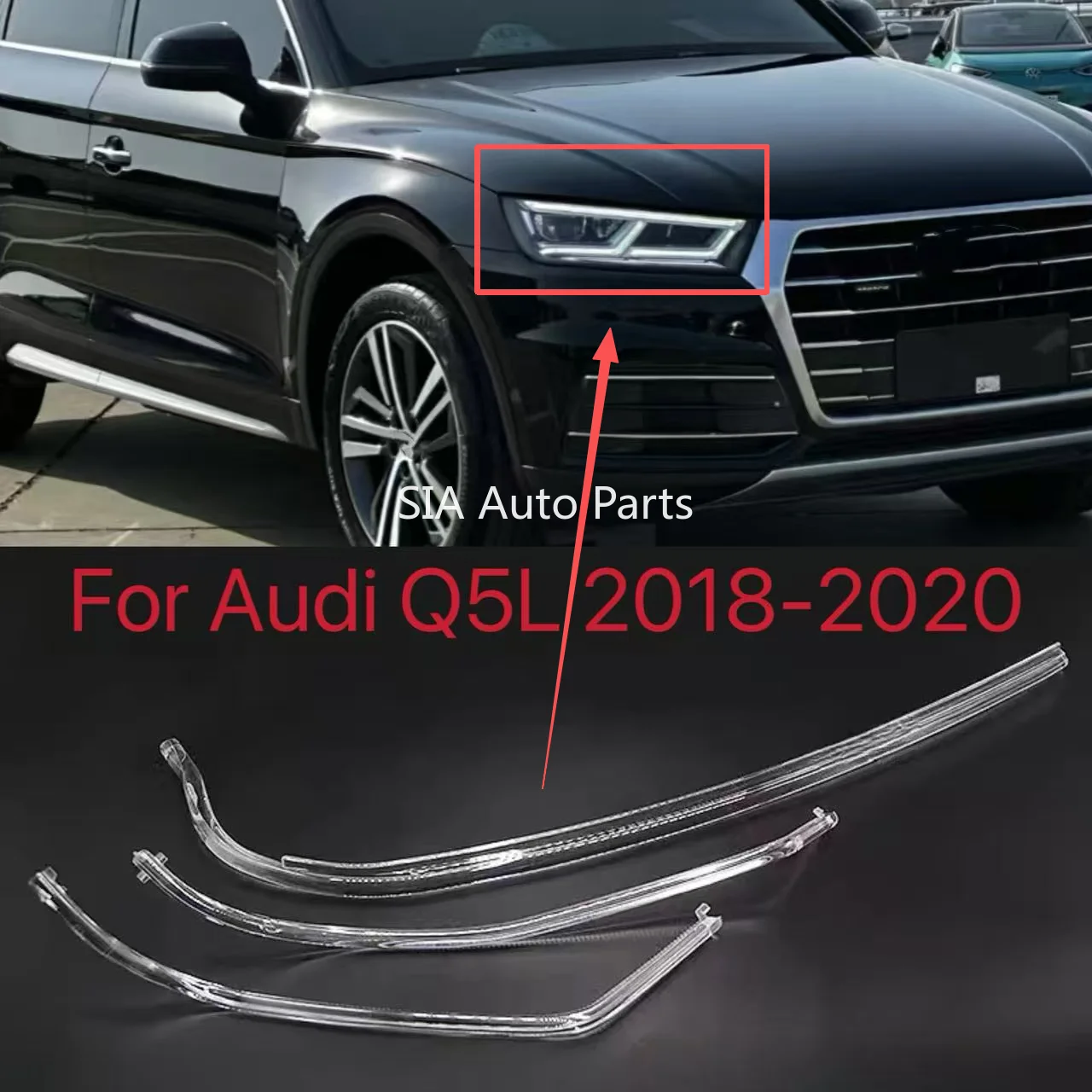 

For Audi Q5L 2018 2019 2020 DRL Headlight Light Guide Strip Daytime Running Light Tube Daily Car Head Lamp Emitting Tube White