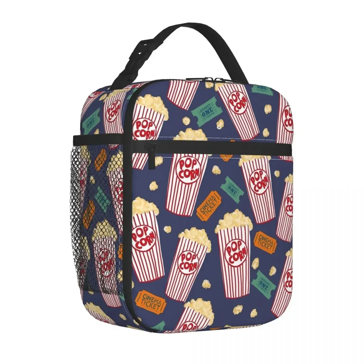 Movie Night Grab The Buttered Popcorn Thermal Insulated Lunch Bag for School Portable Bento Box Cooler   